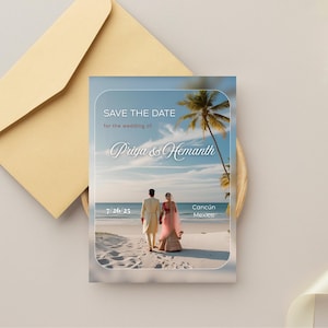 Indian Save the Date, Beach Wedding, Digital Save The Dates, Engagement Announcement, Printable Invite, Instant Download, Custom Design