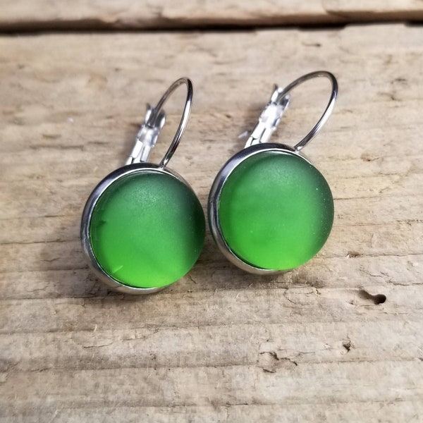 Maine beach glass earrings, maine jewelry, sea glass jewelry, ocean jewelry, gift for mom and grandma, hypoallergenic cute glass earrings