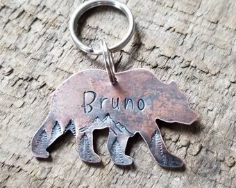 bear shaped dog tag
