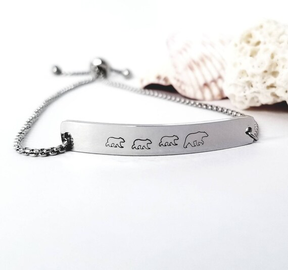 Mama Bear Bracelet Bar Mama Bear Mothers Gift Bear Cubs Mama