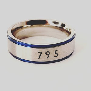 Thin Blue Line, Blue line ring, Police wife ring, Personalized Law Enforcement Badge Number Ring, police, igy6, police family, back the blue