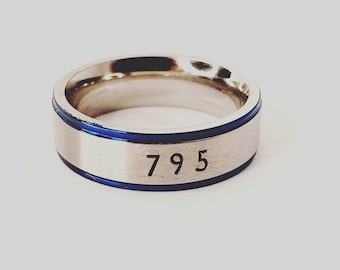 Thin Blue Line, Blue line ring, Police wife ring, Personalized Law Enforcement Badge Number Ring, police, igy6, police family, back the blue