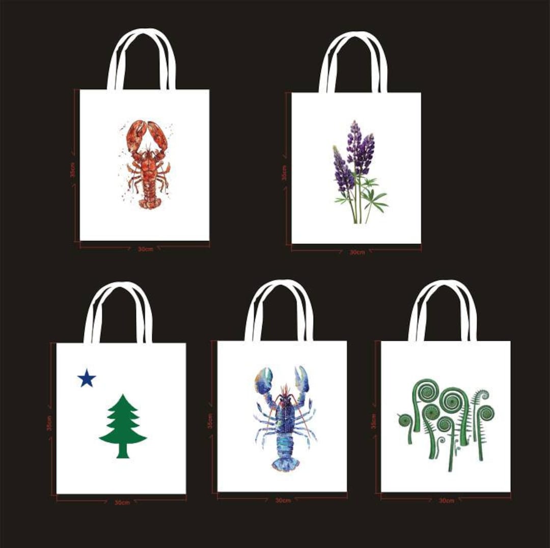 Maine Tote Bags, Cute Tote Bags, Maine Lobster, Maine Flag Tote Bag