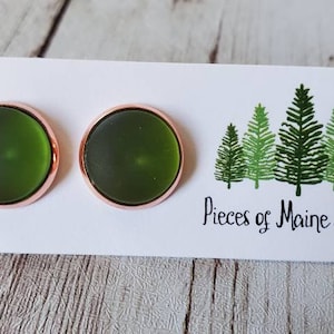 Maine beach glass earrings, rose gold, maine jewelry, sea glass jewelry, ocean jewelry, gift for mom , rose gold glass beach earring