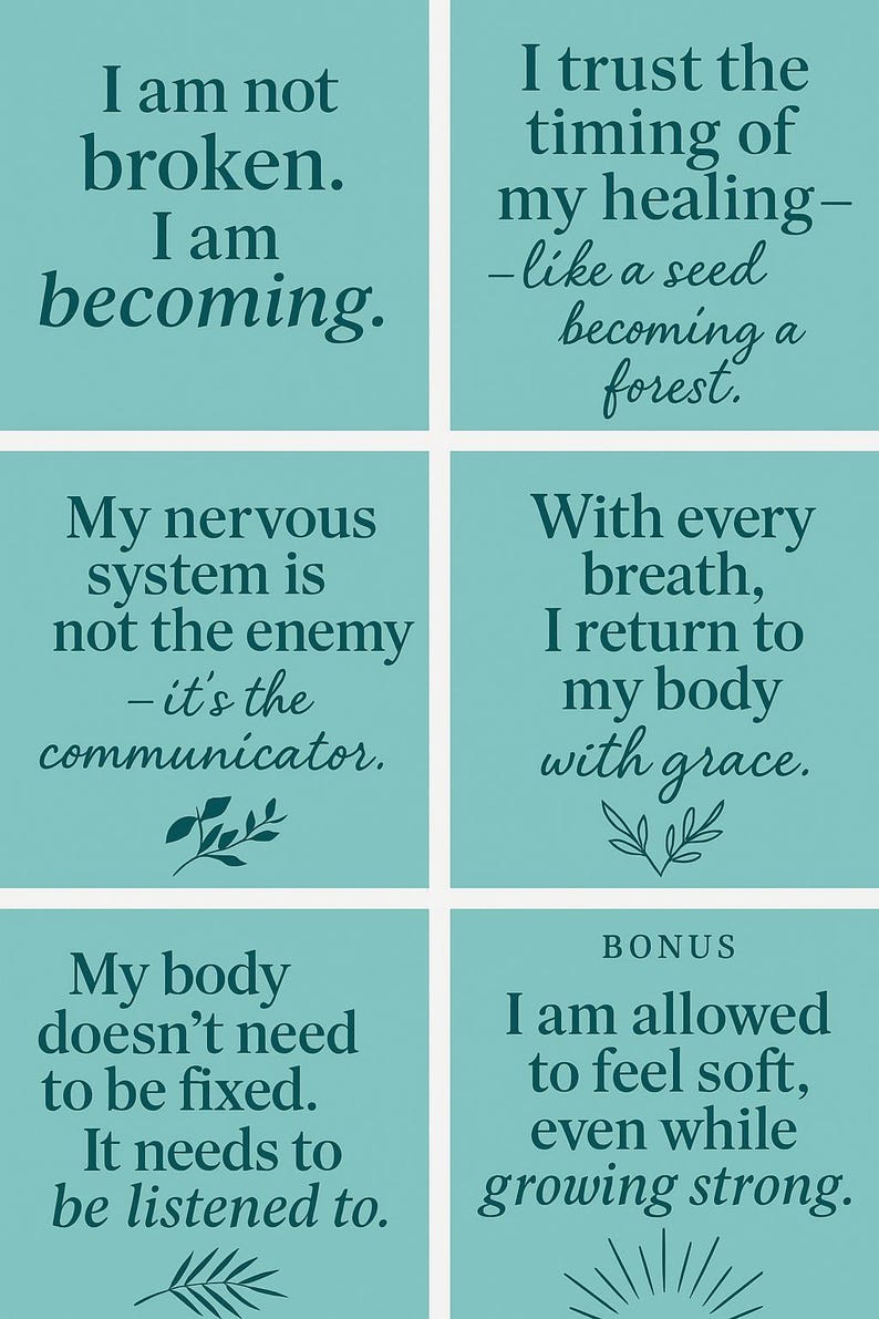 Nervous System Affirmation Card Pack (teal) – Printable Healing Quotes ...