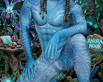Na'vi Blue Alien Cosplay Bodysuit, Kombinezon Zentai z Ogonem, Kostium na Halloween z Poliestru