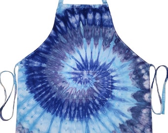 Ice dyed adjustable apron, double pockets. For the kitchen, garden, bar, craft projects. Adult size with ties. Great gift idea.