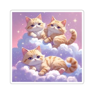 Adorable Cat Stickers, Cute Pet Decor, Laptop Stickers, Kid&#39;s Room Decor, Gift for Cat Lovers, Kawaii Cat Design