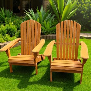 Folding Fir Wood Adirondack Chair: All-Weather Patio Lounge Seating