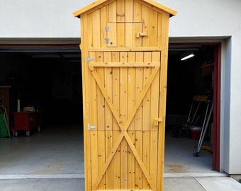 Wooden Garden Tool Storage Shed | Fir Wood, Lockable, Waterproof