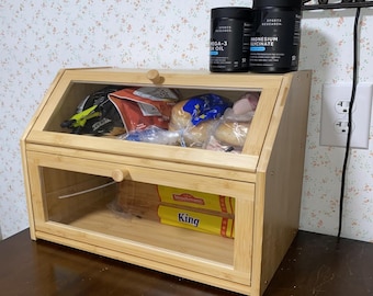 Double Layer Bamboo Bread Box: Farmhouse Kitchen Storage