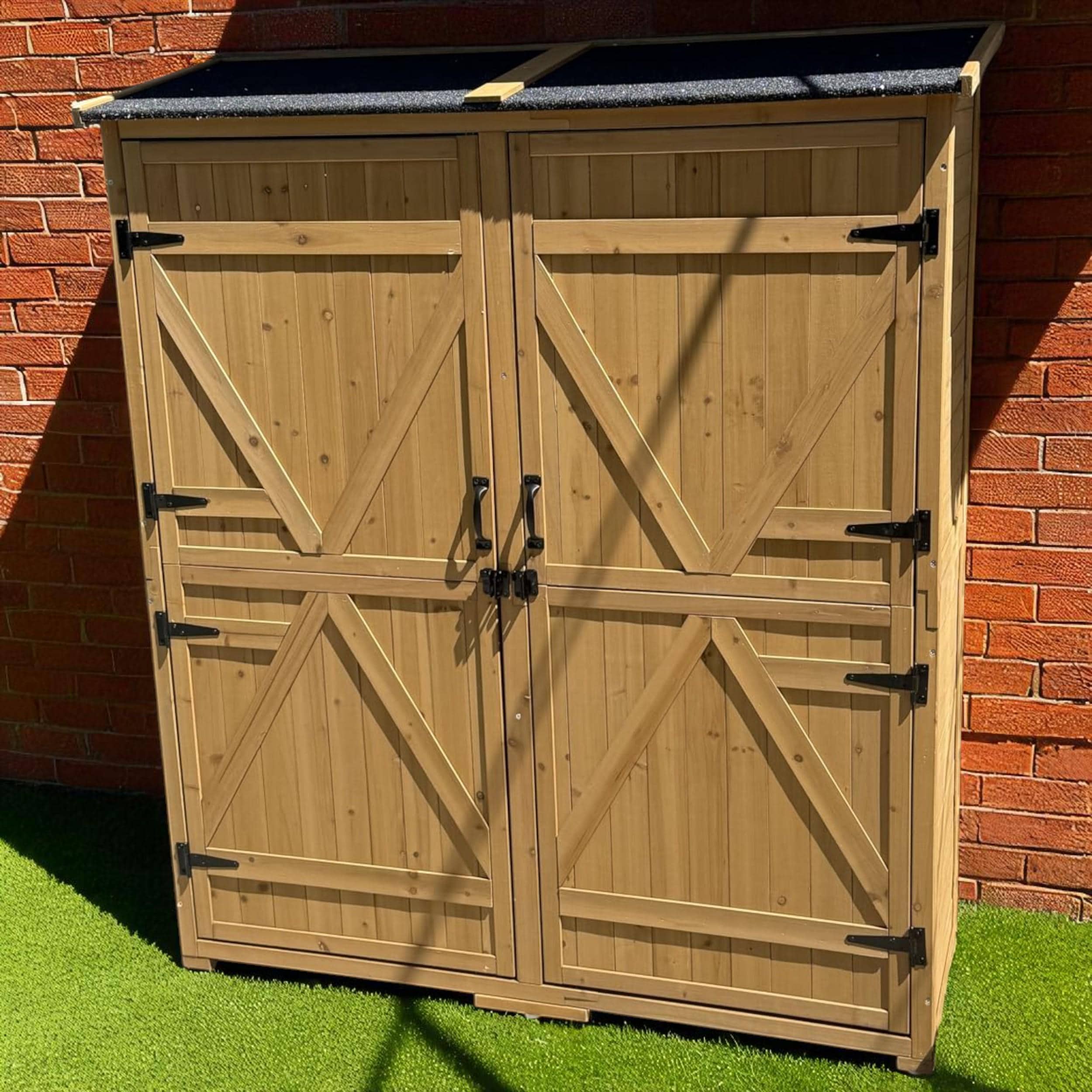 Waterproof Wooden Outdoor Storage Shed: Lockable Doors & Adjustable