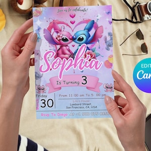 Stitch Birthday Party Invitation Template| Editable Cartoon Bday Evite| Fun Canva Design for Kid Party| Instant Download Evite| Stitch Party