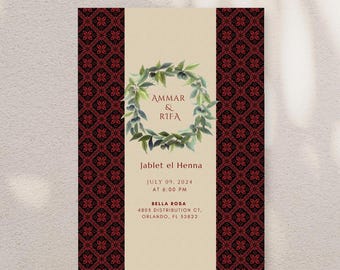 Henna Party Invitation | Palestinian Henna Celebration Digital | Arabic Henna Party Invite | Jablet el Henna | Editable Canva Template