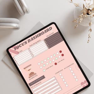 Focus Flow Dashboard – Printable Productivity Template PDF Deep Work + Task tracker