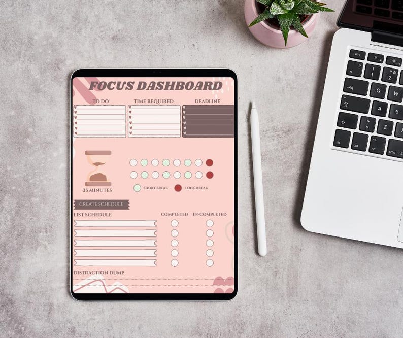 Focus Table Template Focus Flow Dashboard – Printable Productivity Template PDF Deep Work ...