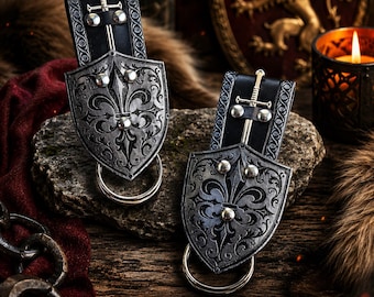 Maiden Warrior Shield & Sword Leather Skirt Hikes (Pair)- Medieval, Renaissance Faire, LARP, Cosplay