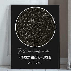 Personalised Star Map, Custom Night Sky Print, Anniversary Gift for Couples, Constellation Wall Art, Wedding Gift for Her, Engagement Gift