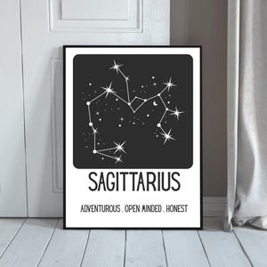 Zodiac Wall Art Print | Black & White Constellation Wall Art | Minimalist Astrology Decor | Star Sign Gift | Celestial Birthday