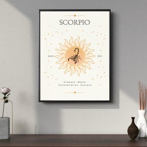 Scorpio zodiac digital print | Astrology zodiac star sign | Scorpio digital wall art