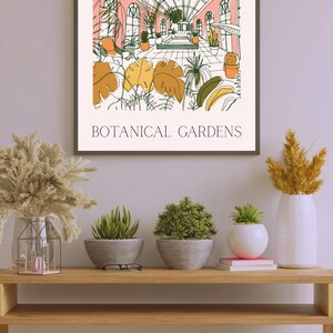 Botanische Gärten Digitale Wand Illustration – Rosa Gewächshaus Pflanze | Modernes botanisches Poster | Sofortiger Download Dekor