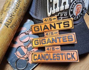 Giants, Gigantes or Candlestick-Inspired San Francisco Street Sign 3D Printed Keychain - Orange & Black