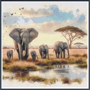 Elephants on Savannah Vol. 4 Cross Stitch Chart