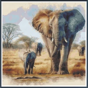 Elephants on Savannah Vol. 7 Cross Stitch Chart