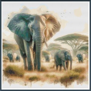 Elephant on Savannah Vol. 6 Cross Stitch Chart