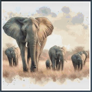 Elephants on Savannah Vol. 8 Cross Stitch Chart