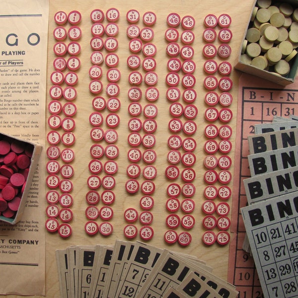 2 Bingo Games Numbers Markers Cards Call Sheet Wooden Pieces 149 Numbers 108 Markers 100 Cards Wood Craft Supplies Art Scrapbooking Room