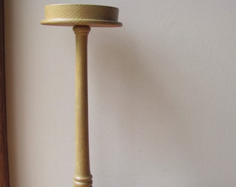 Hat Stand Wooden Rack Store Display Wood Millinery Wig Holder Tall Blonde Turned Post Round Base Large Holder Entry Hall Home Decor Vintage