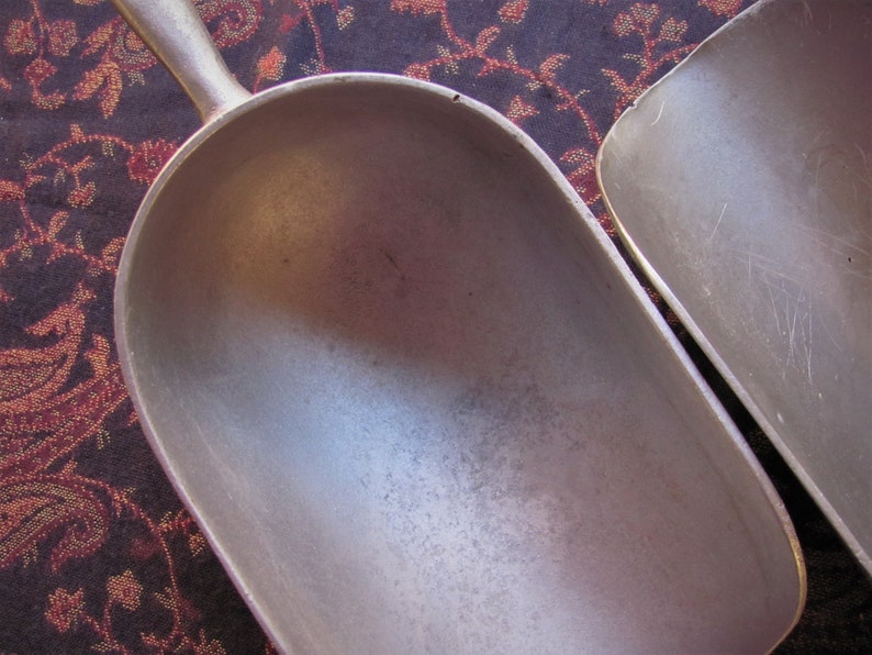 2 Large Vintage Grain Scoops Metal Feed Scoop Industrial Bin Etsy