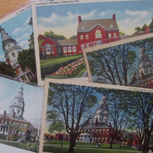 5 postales de Annapolis Capitolio estatal Mansión del gobernador Tarjetas de recuerdo de Maryland Postal vintage coleccionable sin usar Notas con imágenes Carta