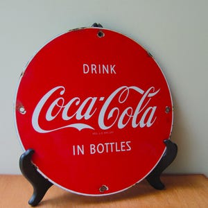 Coca Cola Sign Coke Metal Industrial Sign Drink in Bottles Mid Century Red Advertising Sports Bar Game Room Soda Patio Decor Vintage Summer