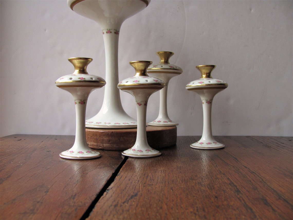 Vintage Limoges Candle Holders Vases Rare 5 Piece Set Limoges Etsy