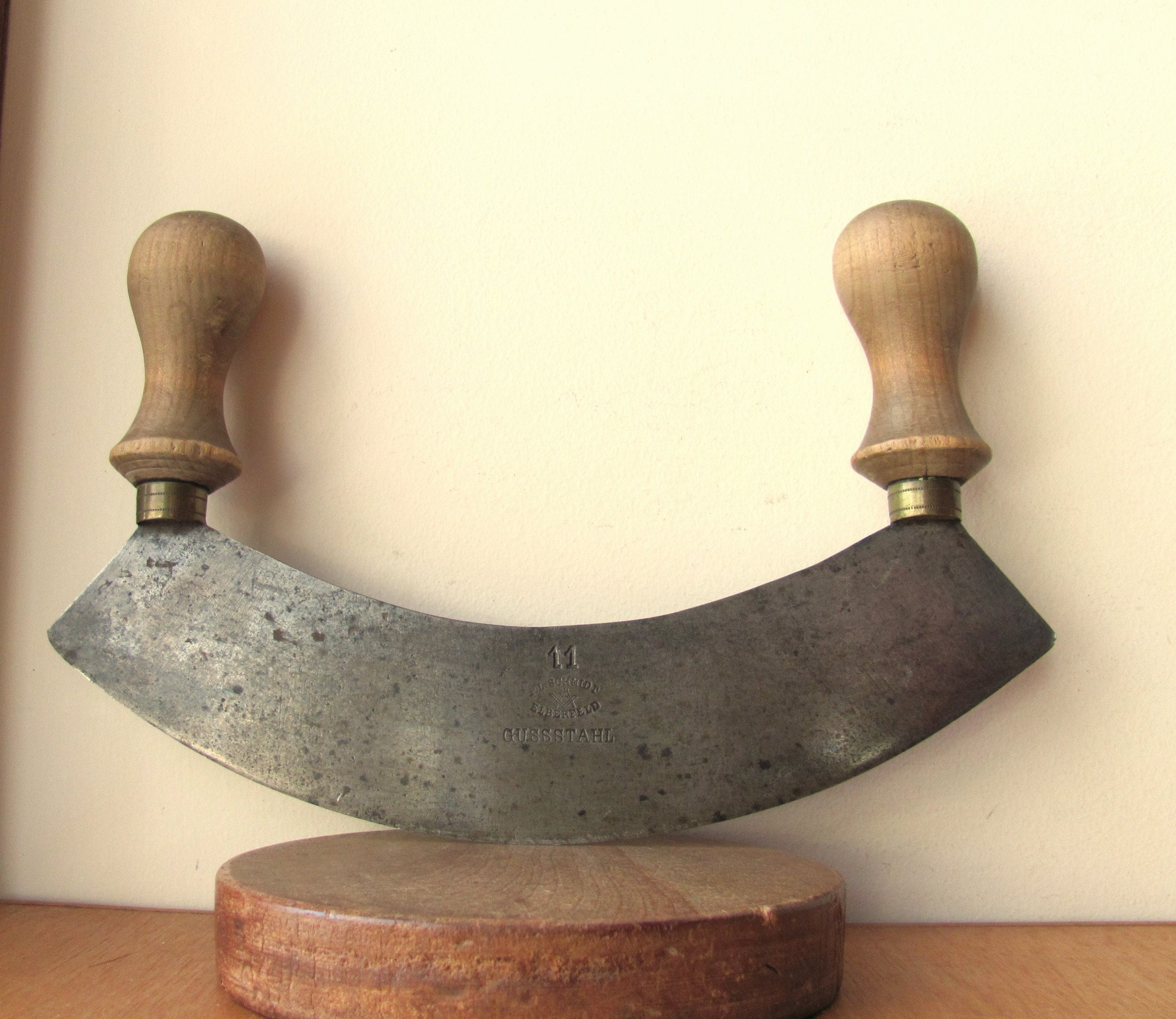Chopping Cutting Curved Blade Knife Rocking Chopper Guss Stahl Food ...