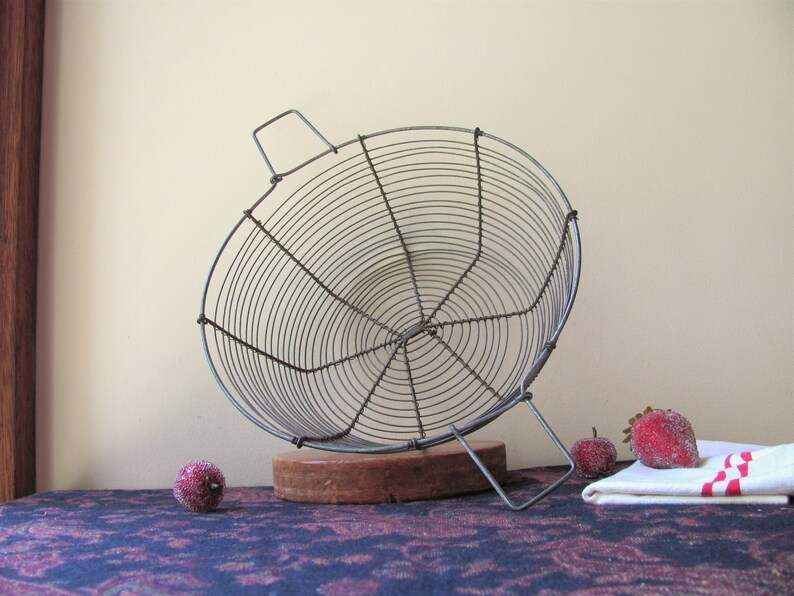 Vintage French Wire Colander Strainer Egg Basket Wirework Etsy