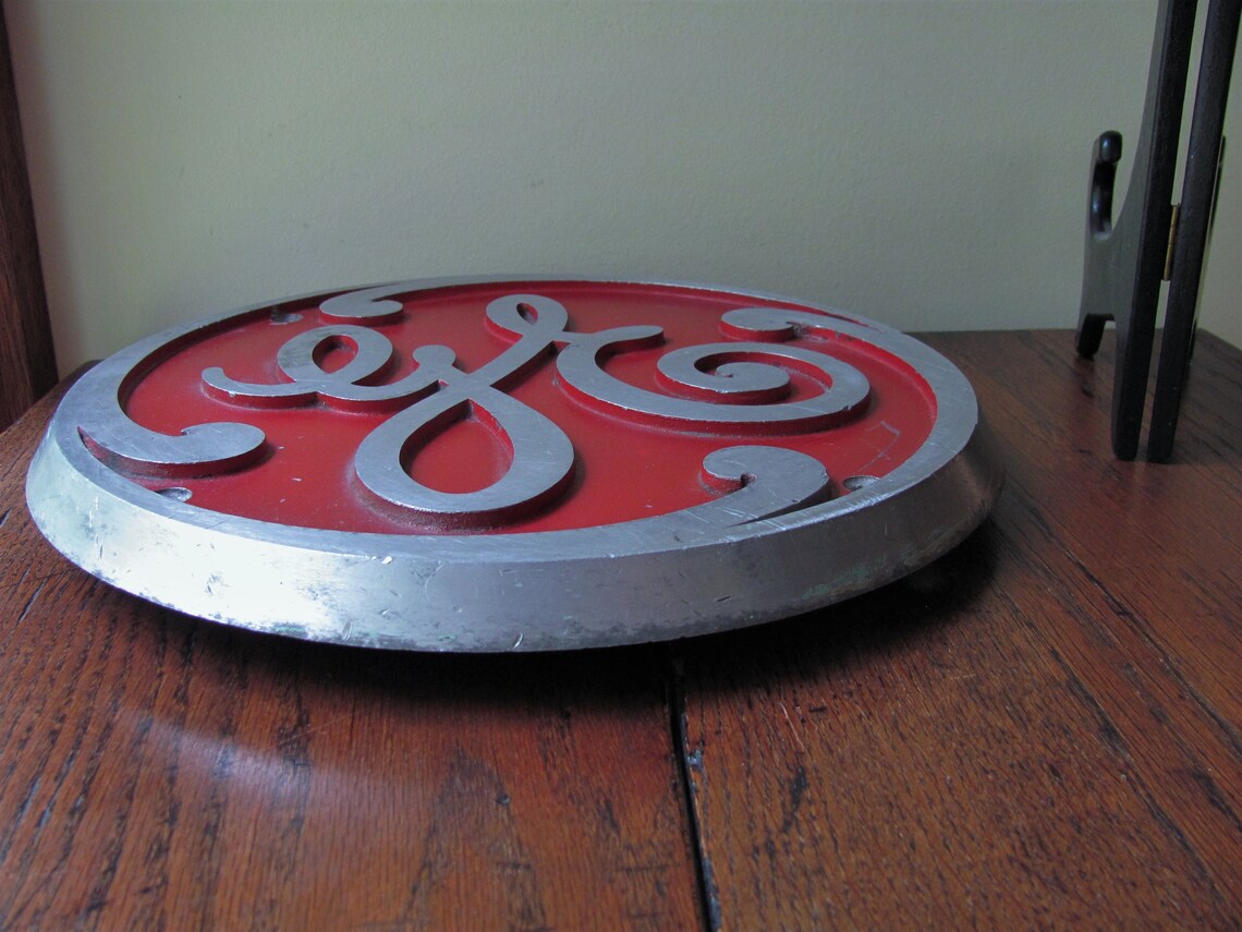 Vintage General Electric Plaque Sign GE Emblem Plate Large Etsy