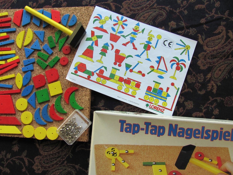 Vintage Tap Tap Nagelspiel Cork Board Hammer Toy Pins Tacks Etsy