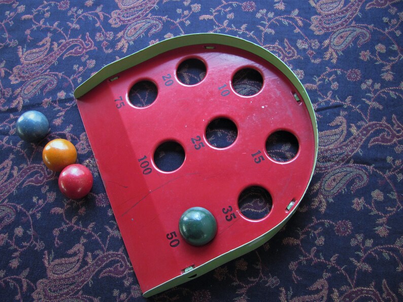 Vintage Skee Ball Game Roll Ball 4 Wood Balls Metal Score Etsy
