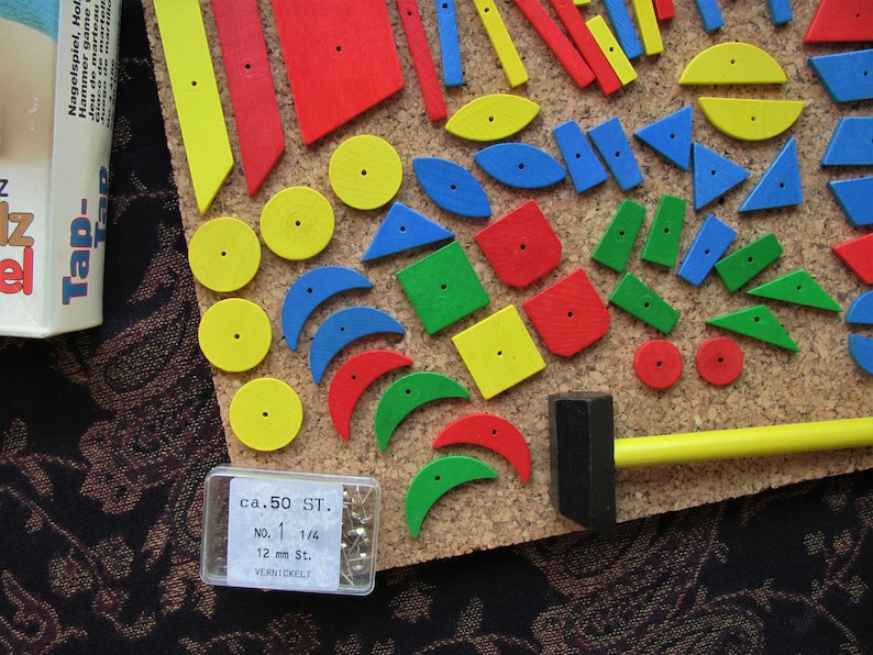 Vintage Tap Tap Nagelspiel Cork Board Hammer Toy Pins Tacks Etsy