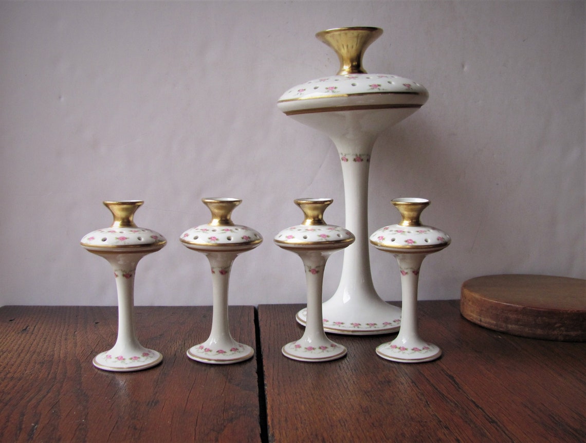 Vintage Limoges Candle Holders Vases Rare 5 Piece Set Limoges Etsy