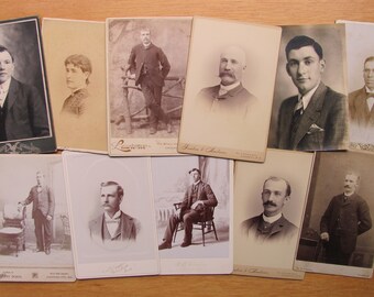 11 Photographs Cabinet Cards Photos Men Man Vintage Portrait Dad Brother Mustache Bald Man Cave Boys Night Out Bachelor Party Ephemera Art