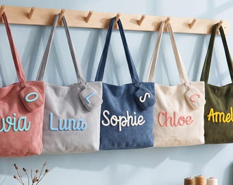 Personalized Large Tote with Yarn Name and Initial Pouch, Custom Bag Set for Wedding Parties, Sorority Gifts, Girls Trips, Work and Weekends