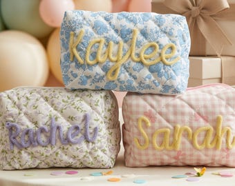 Gepersonaliseerde verjaardagscadeau voor tienermeisje, aangepast Sweet 16-zakje, chenille-naamzakje, spelprijs babyshower, bod dagcadeau studentenvereniging, pastel