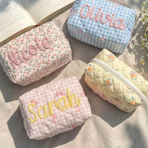 Personalized Cottagecore Makeup Bag, Custom Floral Pencil Case, Book Lover Gift, Teacher Appreciation Gift, Daisy Chenille Pouch, Spring