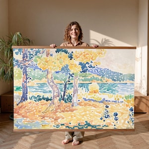 Colorful Lakeside, Extra Large Wall Art, Oversized Wall Art, Vintage Wall Art Tapestry, Nature Wall Art, Wall Hanging Canvas,045