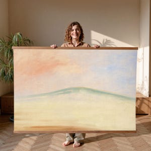 Pastel Horizon View, Extra Large Wall Art, Oversized Wall Art, Vintage Wall Art Tapestry, Nature Wall Art, Bedroom Wall Hanging Canvas,038