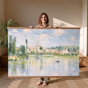 Riverside Town, Extra Large Wall Art, Oversized Wall Art, Vintage Wall Art Tapestry, Nature Wall Art, Living Room Wall Hanging Canvas,029